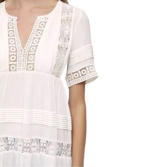 Maeve Boho Tiered Lace Crochet Tunic Top Ivory White Women’s Size Extra Small XS - Picture 3 of 9